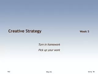 Creative Strategy	 Week 5