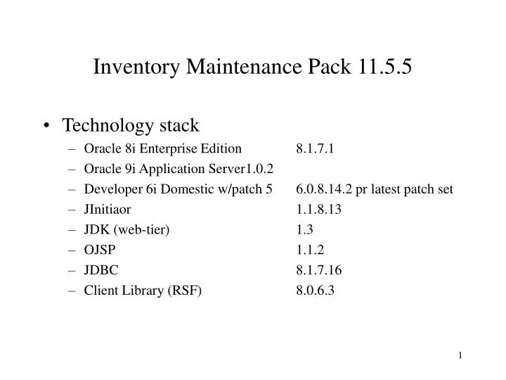 inventory maintenance pack 11 5 5