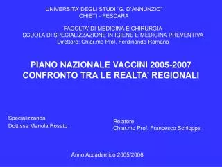 PIANO NAZIONALE VACCINI 2005-2007 CONFRONTO TRA LE REALTA’ REGIONALI
