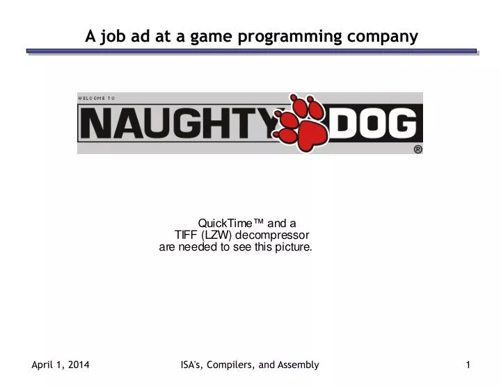 a job ad at a game programming company