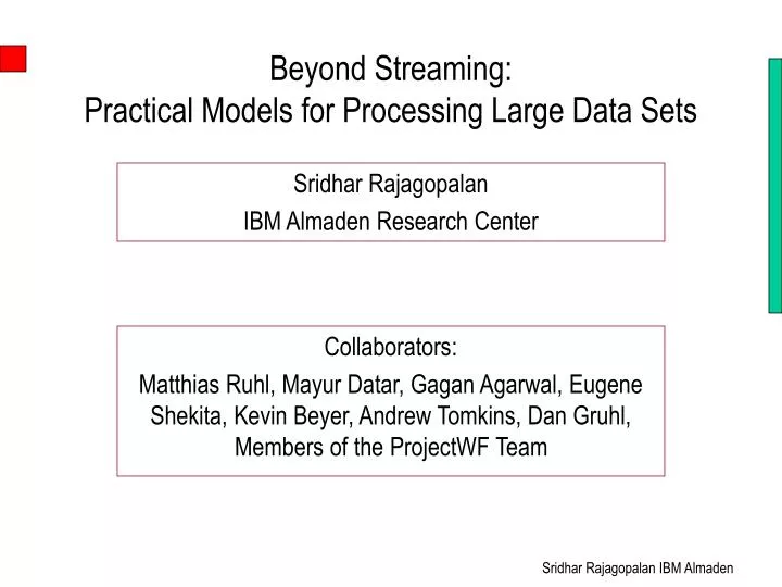 beyond streaming practical models for processing large data sets