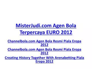 MisterJudi.com Agen Bola Terpercaya EURO 2012 Channelbola