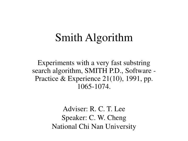 smith algorithm