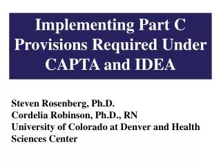 Implementing Part C Provisions Required Under CAPTA and IDEA