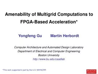 Amenability of Multigrid Computations to FPGA-Based Acceleration*
