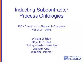 Inducting Subcontractor Process Ontologies