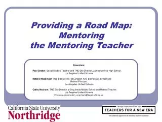 Providing a Road Map: Mentoring the Mentoring Teacher
