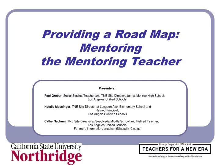 providing a road map mentoring the mentoring teacher
