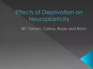 Effects of Deprivation on Neuroplasticity