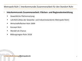 Metropole Ruhr | Interkommunale Zusammenarbeit für den Standort Ruhr