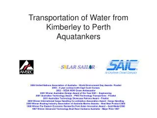 Transportation of Water from Kimberley to Perth Aquatankers