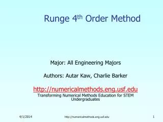 Runge 4 th Order Method