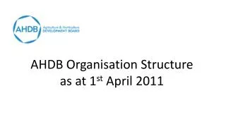 AHDB Organisation Structure as at 1 st April 2011