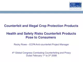 Counterfeit and Illegal Crop Protection Products Health and Safety Risks Counterfeit Products Pose to Consumers