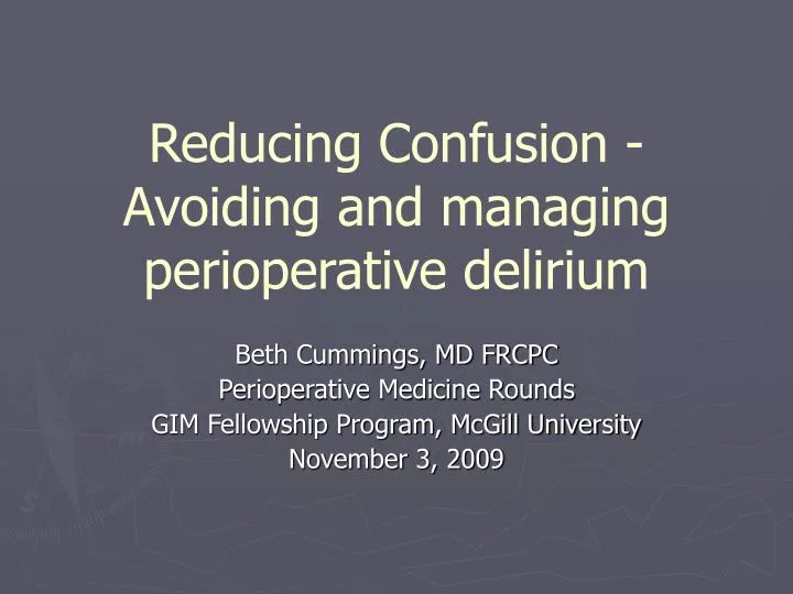 reducing confusion avoiding and managing perioperative delirium