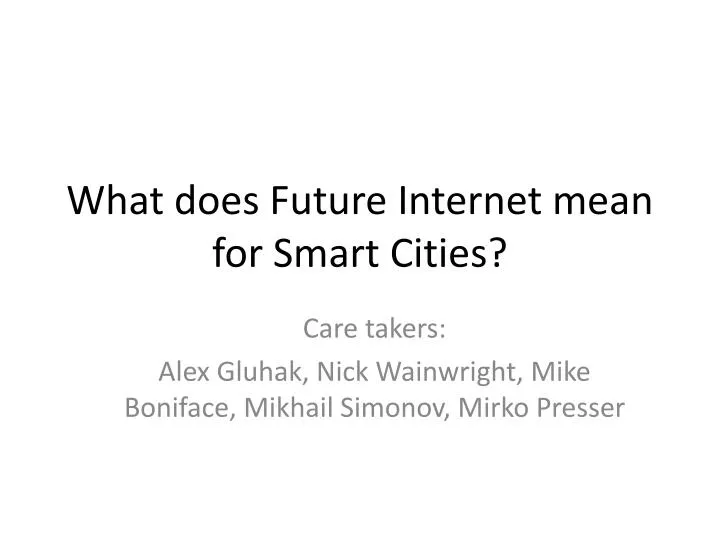 what does future internet mean for smart cities