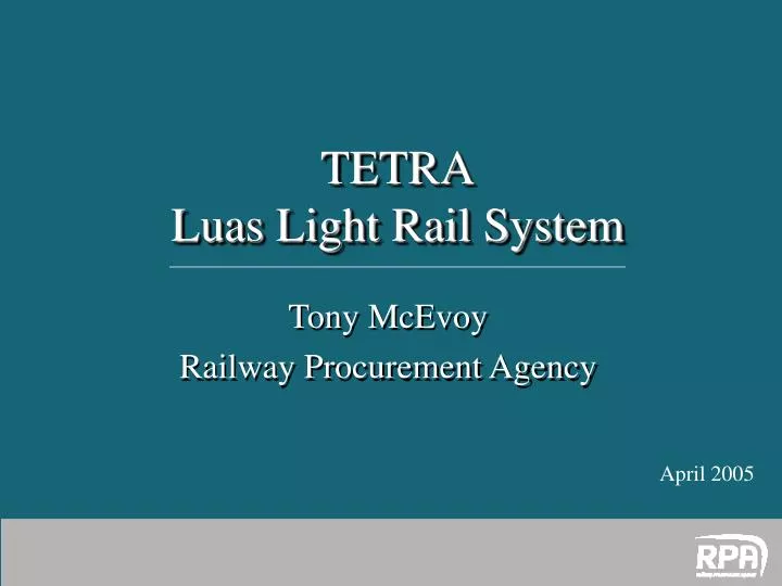 tony mcevoy railway procurement agency