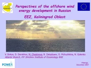 Perspectives of the offshore wind energy development in Russian EEZ, Kaliningrad Oblast