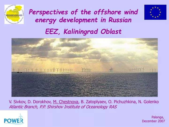 perspectives of the offshore wind energy development in russian eez kaliningrad oblast