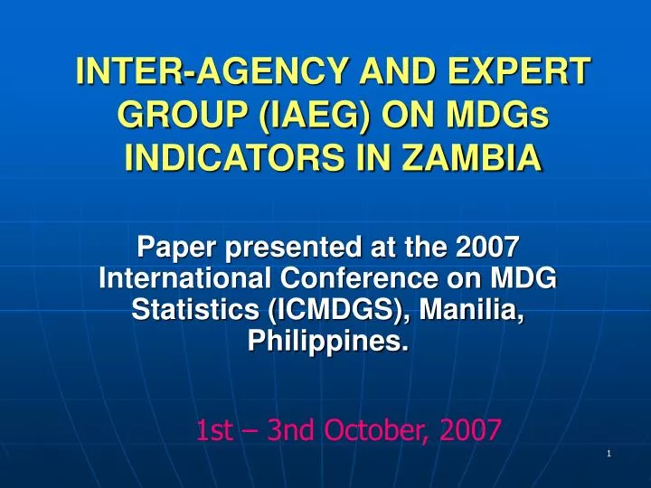 inter agency and expert group iaeg on mdgs indicators in zambia
