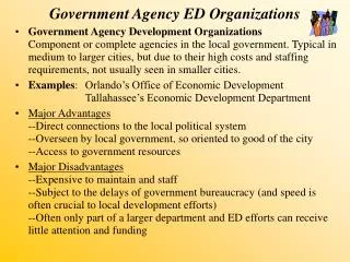Government Agency ED Organizations