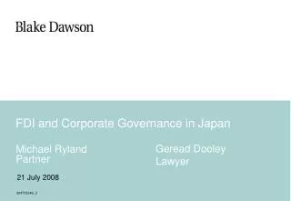 FDI and Corporate Governance in Japan
