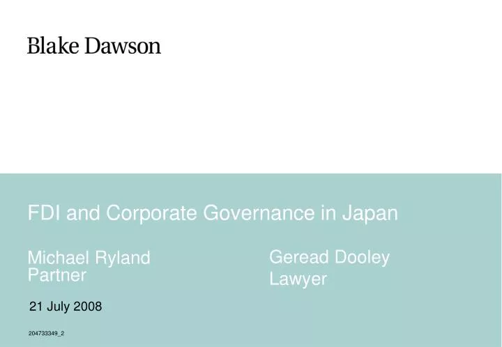 fdi and corporate governance in japan