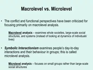 Macrolevel vs. Microlevel