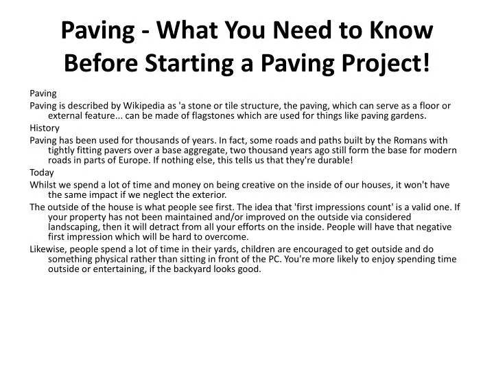paving what you need to know before starting a paving project