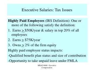 Executive Salaries: Tax Issues