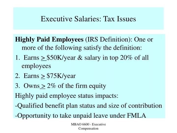 executive salaries tax issues