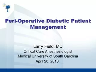 Peri-Operative Diabetic Patient Management