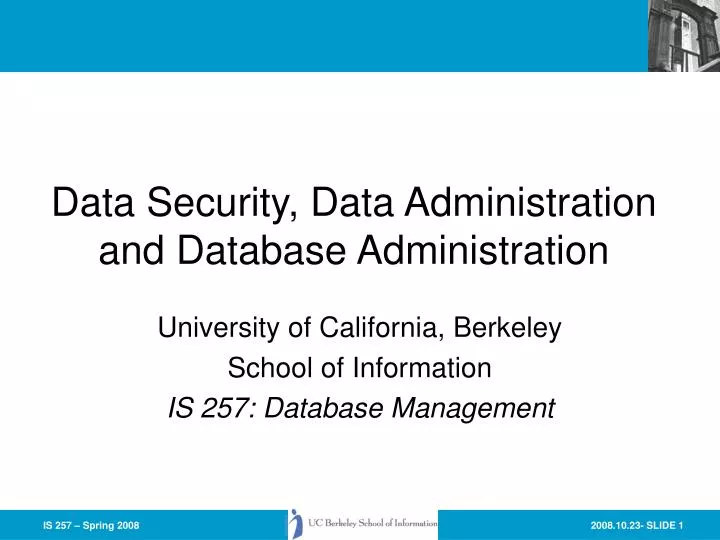 data security data administration and database administration