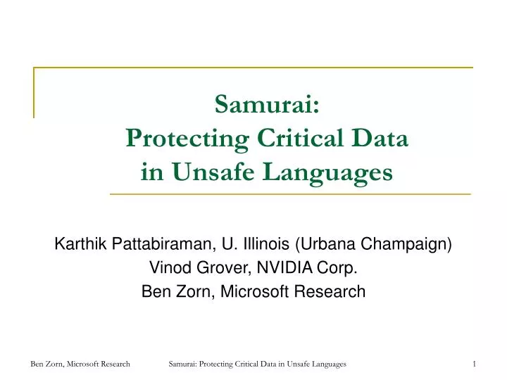 samurai protecting critical data in unsafe languages