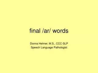 final /ar/ words