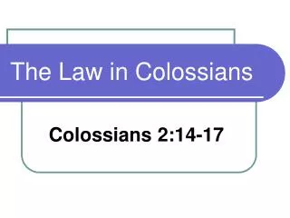 The Law in Colossians