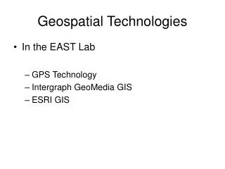 Geospatial Technologies