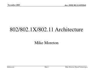 802/802.1X/802.11 Architecture