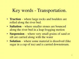Key words - Transportation.