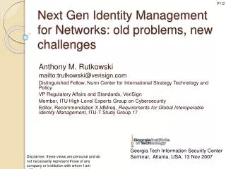 Next Gen Identity Management for Networks: old problems, new challenges