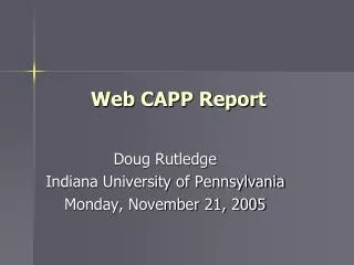 Web CAPP Report
