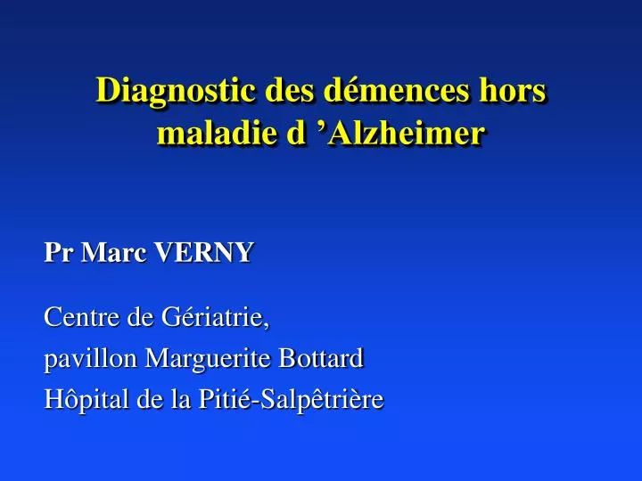 diagnostic des d mences hors maladie d alzheimer