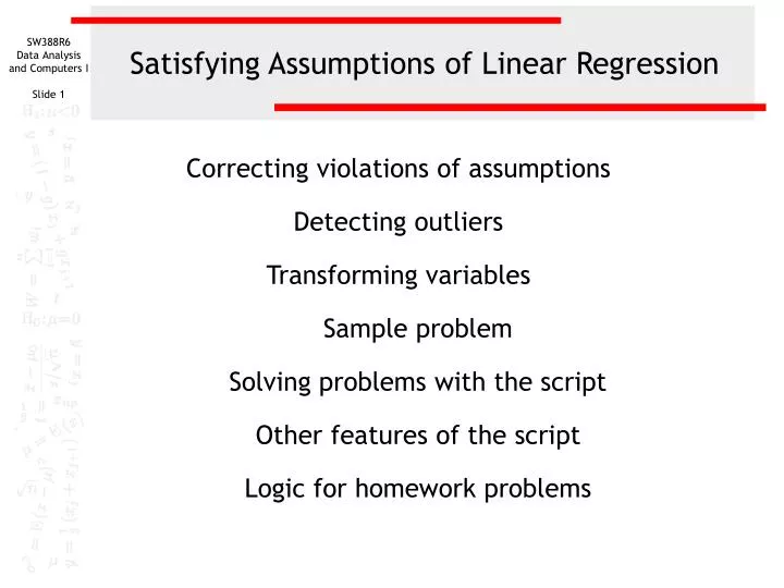 satisfying assumptions of linear regression