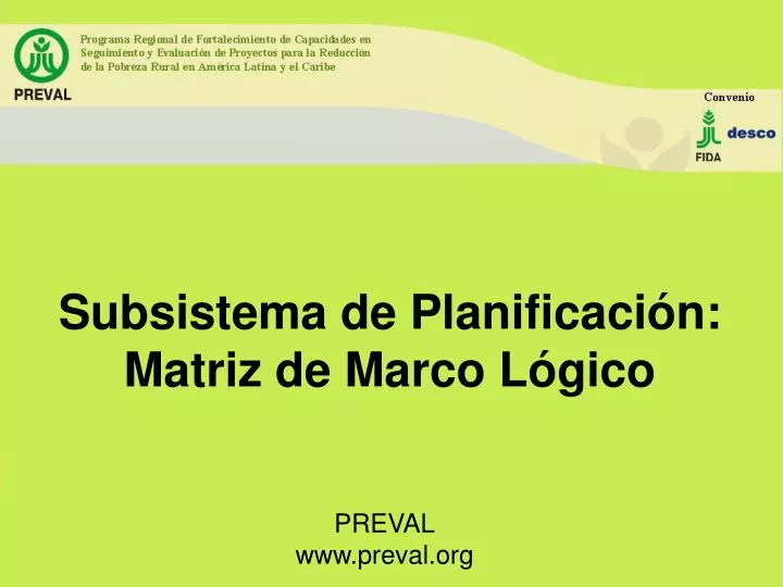 subsistema de planificaci n matriz de marco l gico