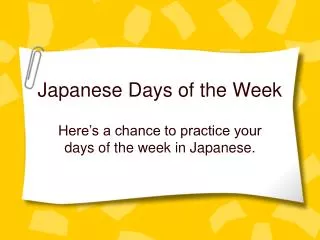 Japanese Days of the Week