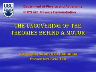 THE uncovering of the theories behind a motor