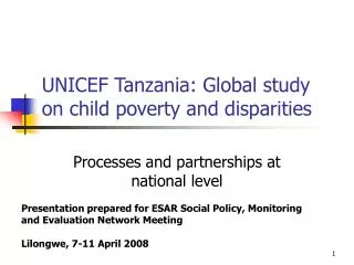 UNICEF Tanzania: Global study on child poverty and disparities