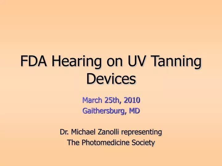 fda hearing on uv tanning devices