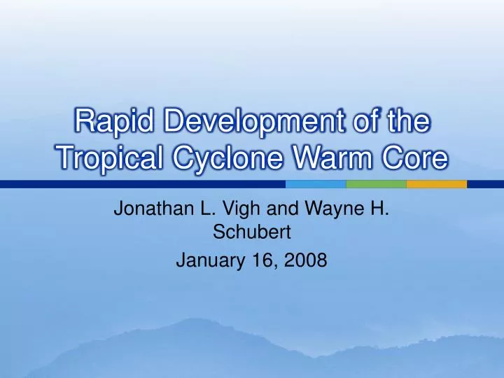 rapid development of the tropical cyclone warm core