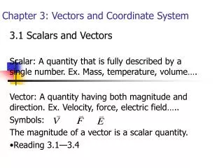 Chapter 3: Vectors and Coordinate System